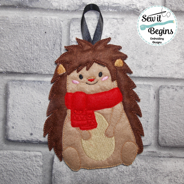 Winter Hedgehog in a Scarf Hanging Decoration (3 Sizes)