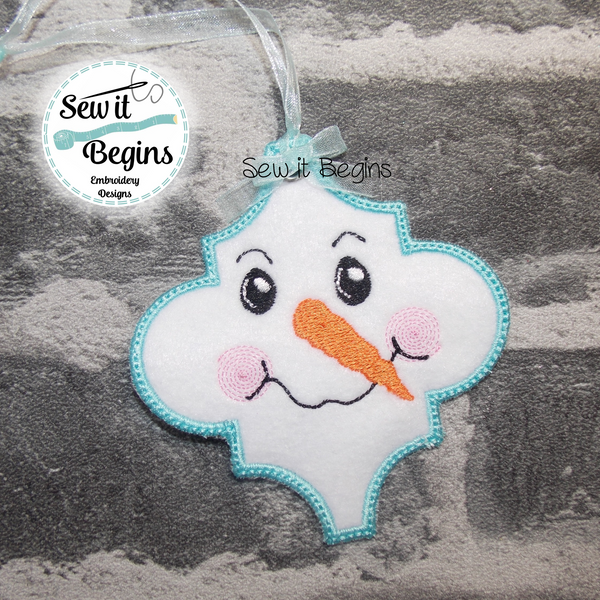 Arabesque Snowman 4 Hanging Christmas Decoration 4x4