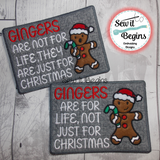 Gingers are for Life and Christmas Design Set of 2 Mug Rugs 5x7