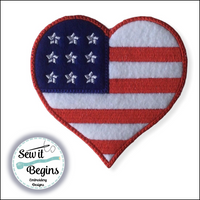 USA America Stars and Stripes Flag Heart Hanging Decoration 4x4 -  Digital Download