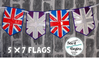 Queen's Jubilee 2022 Union Flag, Union Jack Bunting Flags (set of 2 flags) 5x7 ONLY - Digital Download