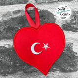 Turkey and Syria Flag Heart Hangers 4x4 and 3x3 Keyrings with Eyelets (7 Designs) -  Digital Download
