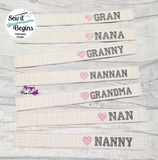 Set of 7 Nan and Grandma Key Fobs, Wrist Strap for larger hoops
