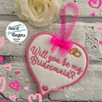 Will You Be My Bridesmaid & Page Boy Wedding 4" Heart Hanging Decoration