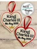 2023 King Charles Union Flag 4x4 Celebration Heart Hanging Decorations 4x4 -  Digital Download