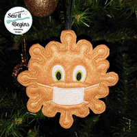 Gingerbread Virus in a Mask Ornament Hanger Christmas Decoration