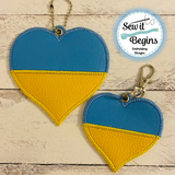 UKRAINE - Two Colour Horizonal Flag Heart Bag Tag 4x4 and 3x3 Keyring with Eyelets -  Digital Download