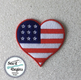 USA America Stars and Stripes Flag Heart Hanging Decoration 4x4 -  Digital Download