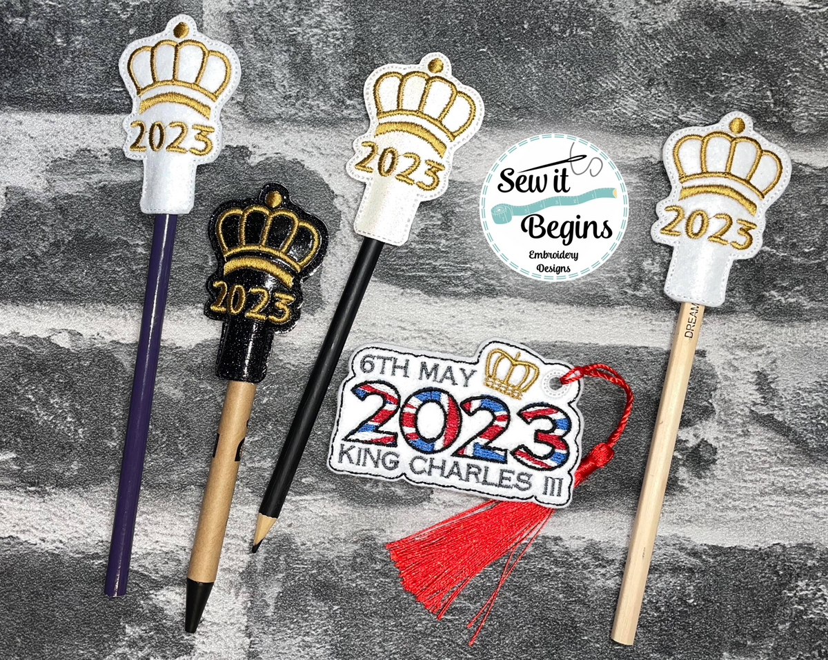 2023 King Charles Coronation Crown Pencil Topper and Bookmark Set - Di ...