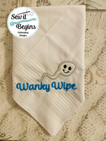 Wanky Wipe Blank (to add name) Mature Stitched and Applique Designs 4x4 - Digital Download