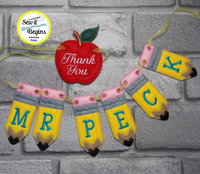 Cute Teacher School Pencils Alphabet Banner/Garland Letters & Numbers 4x4 and 5x7