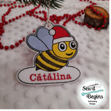 Christmas Bee Hanger in Santa Hat Hanging Decoration 4x4 (2 Designs) - Digital Download