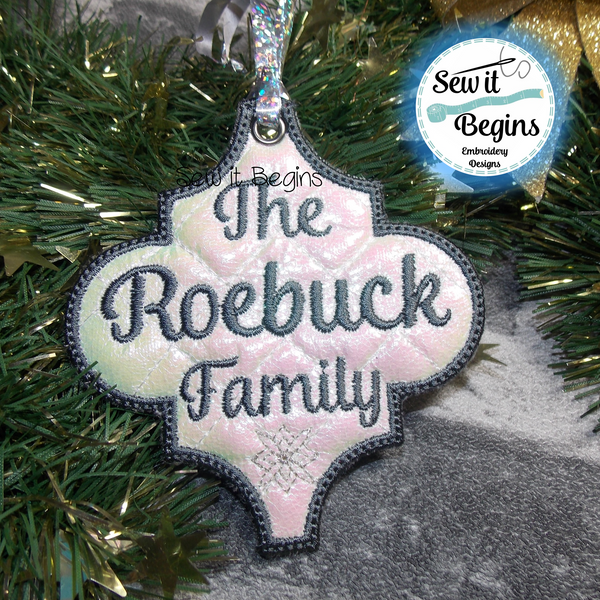 The Family with Snowflake Arabesque Shaped Bauble Christmas Decoration 4x4 Digital Download
