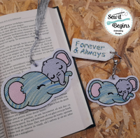Forever & Always Mother and Baby Elephant Book Mark and Feltie Charm and Tag Set  4x4 - Digital Download