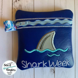 Shark Week Fully Lined Zipper Bag Set 3 sizes 4x4 5x7 6x10