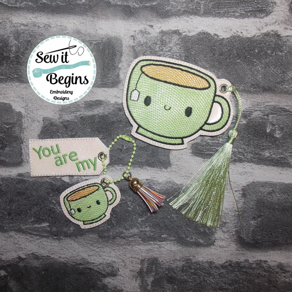 You Are My Cup of Tea Book Mark and Feltie Charm and Tag Set  4x4 - Digital Download