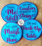 Naughty Mature Sweary Round Coasters (Set of 4) - Digital Download