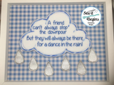 Cloud and Raindrops - Friends who dance in the rain Frame or Hanging Decoration 5x7