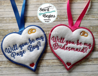 Will You Be My Bridesmaid & Page Boy Wedding 4" Heart Hanging Decoration