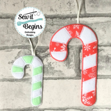 Candy Cane and Bow Hanging Christmas Decoration in 4 Sizes - Digital Download