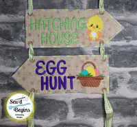 Happy Easter with Easter Bunny Road Sign In The Hoop Design 5x7 & 6x10