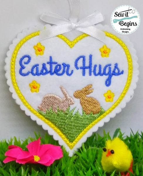 Easter Hug Token and Hanging Decoration with Cute Bunnies
