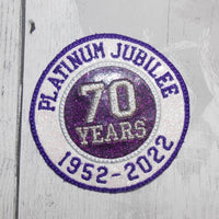 Queens Jubilee 70 Years Coaster Applique Hanger Badge Design Set 3 & 4 inch Circles - Digital Download
