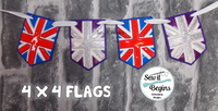 Queen's Jubilee 2022 Union Flag, Union Jack Bunting Flags (set of 4 flags) 4x4 and 5x7 - Digital Download