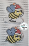 Christmas Bee Hanger in Santa Hat Hanging Decoration 4x4 (2 Designs) - Digital Download
