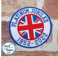 Queens Jubilee 70 Years Coaster Applique Hanger Badge Design Set 3 & 4 inch Circles - Digital Download