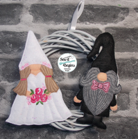 Wedding Bride and Groom Gnomes Hanging Decorations 4x4 & 5x7 - Digital Download