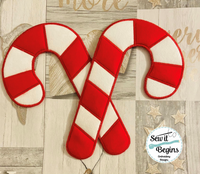 Candy Cane and Bow Hanging Christmas Decoration in 4 Sizes - Digital Download