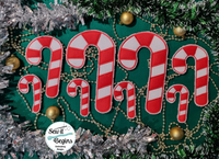 Candy Cane and Bow Hanging Christmas Decoration in 4 Sizes - Digital Download