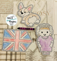 Queen Elizabeth Platinum Jubilee Colouring Dolls Activity 4x4 & 5x7 Both Versions (6 Designs) - Digital Download