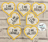 I Am Enough I Am Me Banner with 8 4x4 Hearts with Eyelets - Digital Download