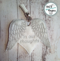 Memory Wings on Heart Hanging Decorations 4x4 5x7(set of 2)