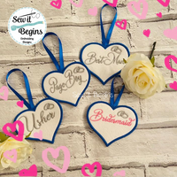 Whole Set of Bridal Bride and Groom Clothes Hanger Wedding 4" Heart Hanging Decoration