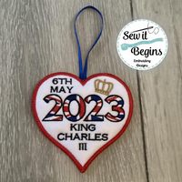 2023 King Charles Coronation Union Flag Heart Hanging Decoration 5 Sizes -  Digital Download
