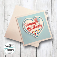 English Happy Birthday Heart Hanging Decoration 4x4 - Digital Download