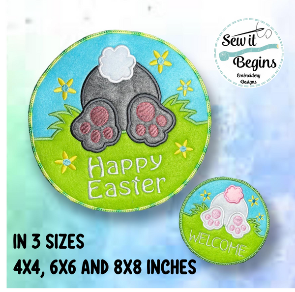 Easter Bunny Welcome Sign 4", 6" & 8" Circle Decoration - Digital Download
