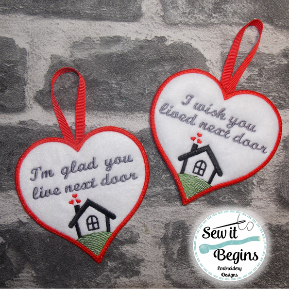 I Wish You Lived Next Door 4" Heart Hanging Decorations (4 Designs) - Digital Download
