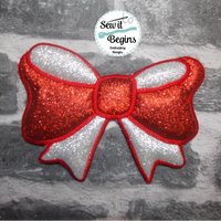 Candy Cane and Bow Hanging Christmas Decoration in 4 Sizes - Digital Download