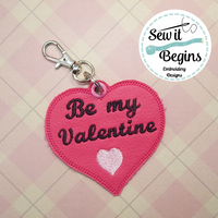 Be My Valentine Heart Shaped In The Hoop Key ring Key fob design