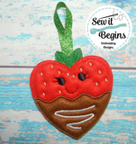Kawaii Chocolate Dipped Strawberry ITH Hanger 4x4 only